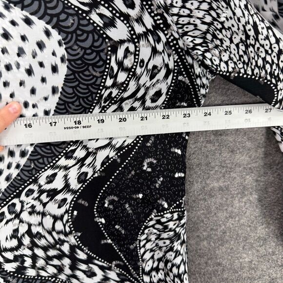 All Hours Shirt Women L Large Black Geometric Button Up Collared Long Sleeve - Picture 6 of 8